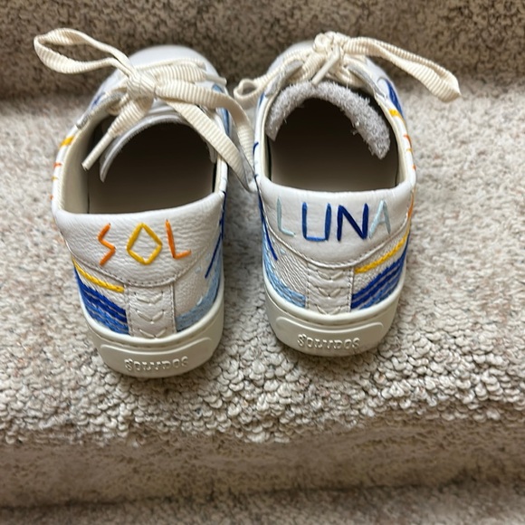 Kids White Sneakers with Blue and Orange Accents - Picture 4 of 6